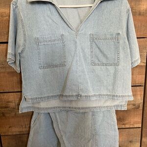 Amazon Light Blue Denim Two-Piece Set